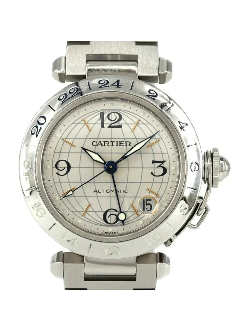 Cartier Pasha C GMT SS Automatic Winding Watch